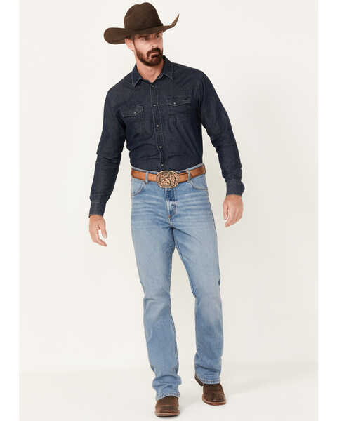 Image #1 - Wrangler Retro Men's Light Wash Relaxed Bootcut Stretch Jeans, Light Wash, hi-res