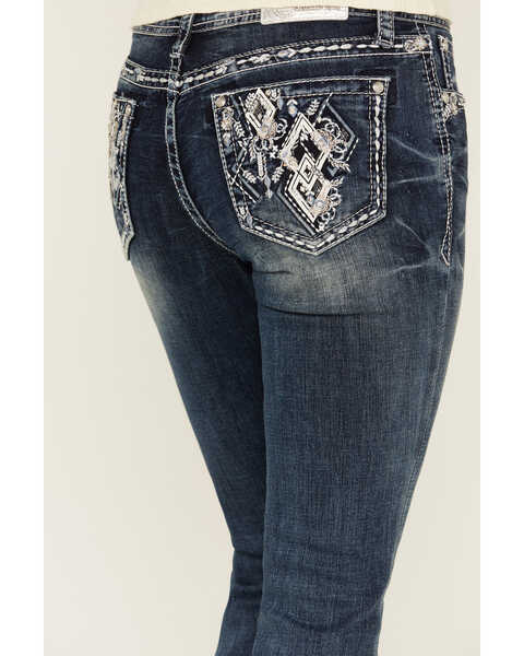 Image #2 - Grace in LA Women's Medium Wash Mid Rise Diamond Pocket Bootcut Stretch Denim Jeans , Medium Wash, hi-res
