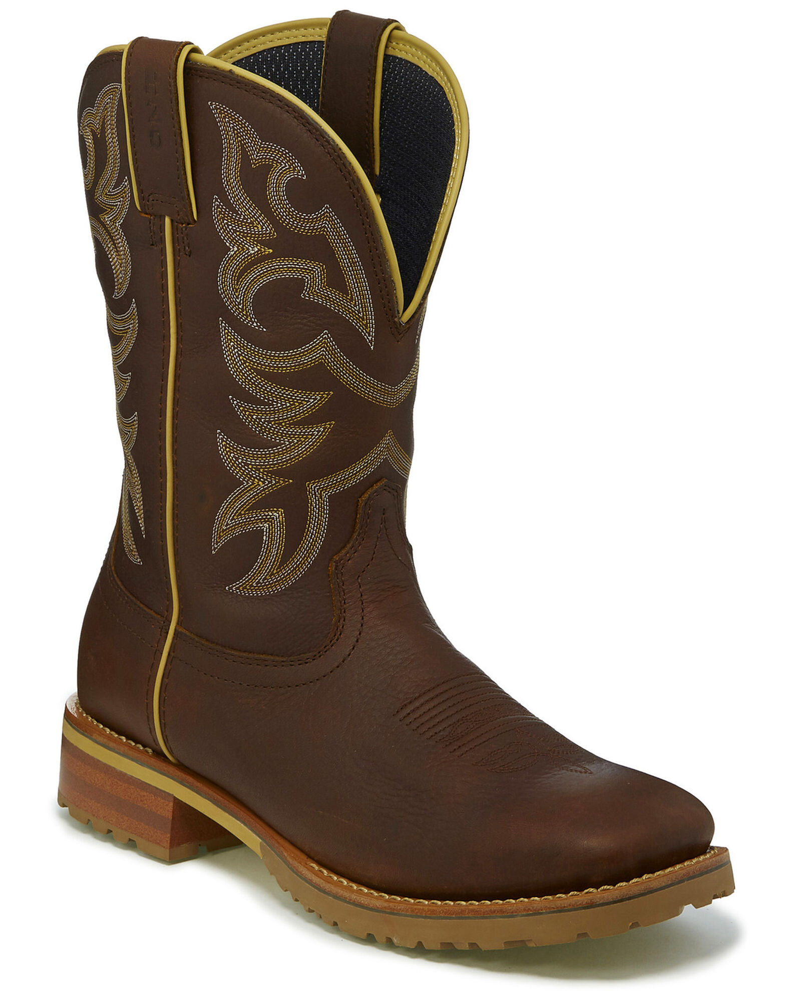 Justin Men s Marshal Whiskey Western Work Boots Square Toe Sheplers