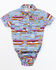 Image #1 - Shyanne Infant Girls' Printed Short Sleeve Snap Western Onesie, Blue, hi-res
