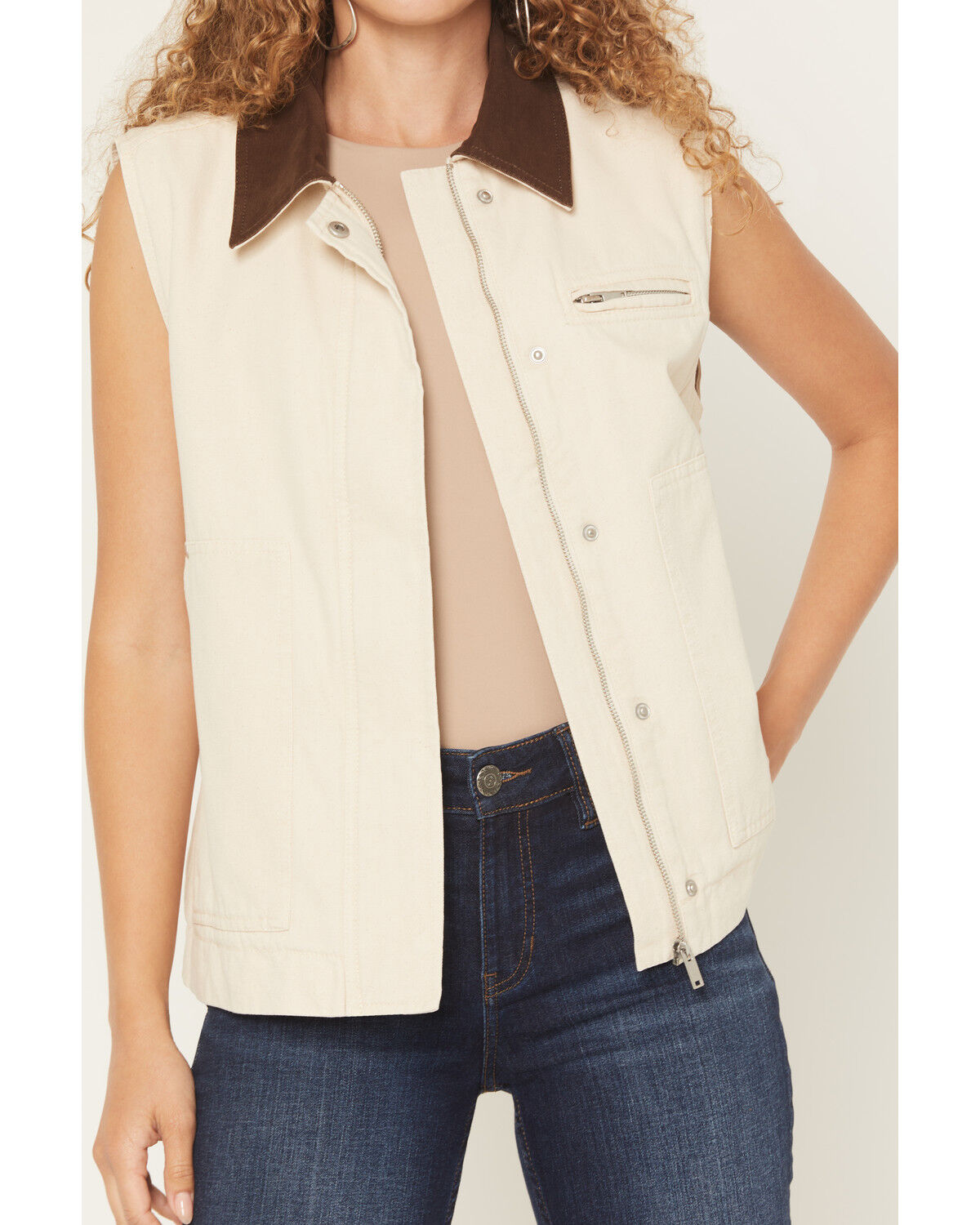 Image #3 - 26 International Women's Quilted Lined Canvas Barn Vest, Cream, hi-res