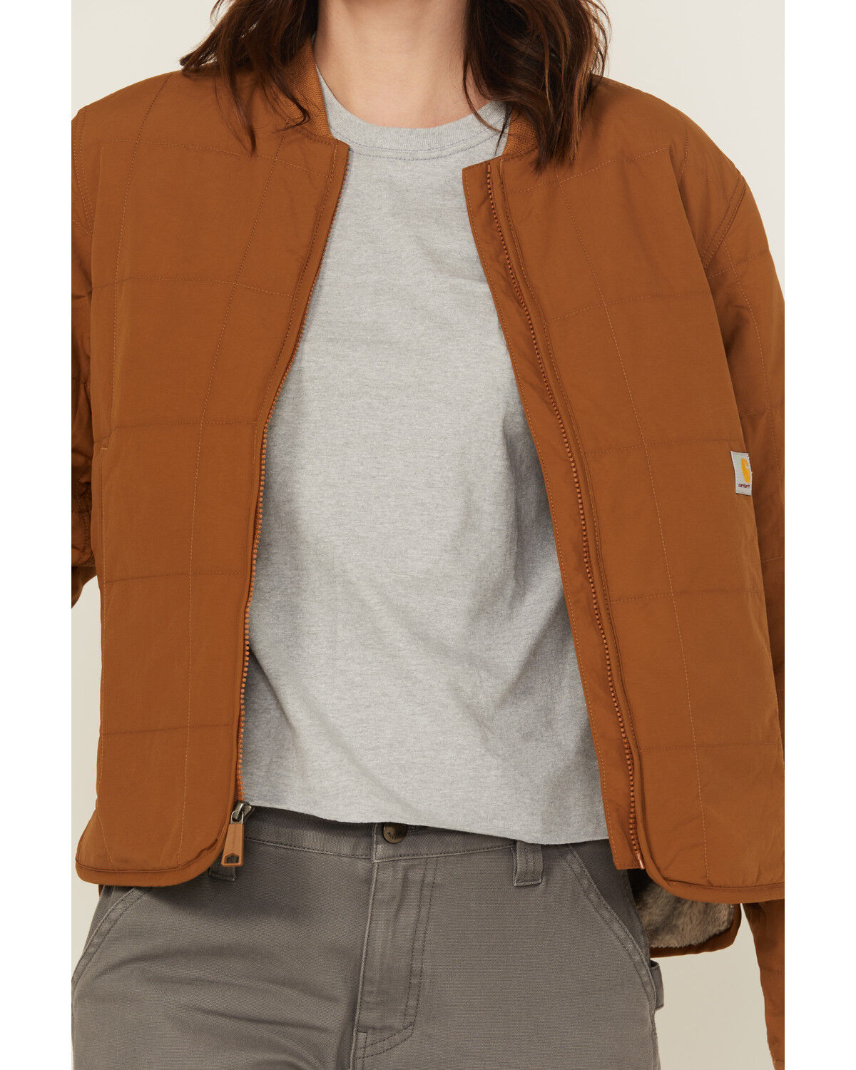Image #3 - Carhartt Women's Rain Defender Loose Fit Lightweight Insulated Jacket, Brown, hi-res