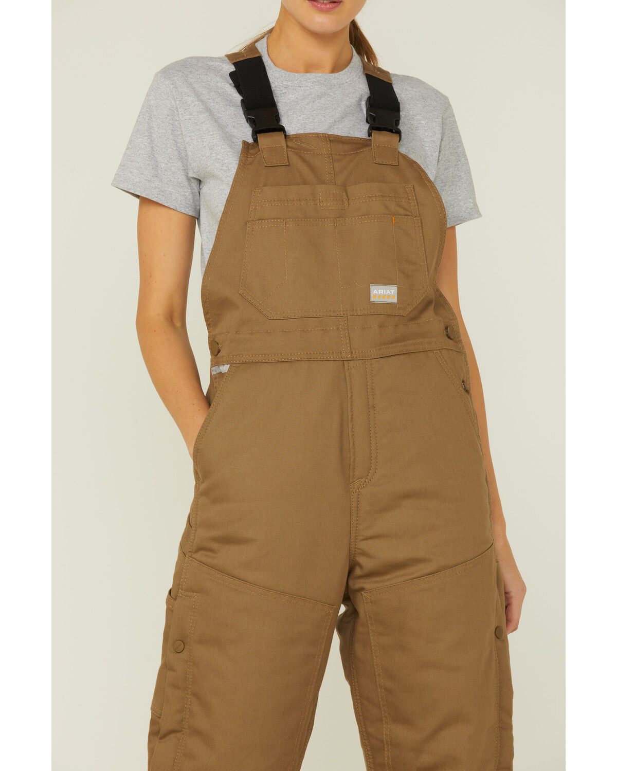 Image #2 - Ariat Women's Rebar DuraCanvas Stretch Insulated Bib Overalls, Beige/khaki, hi-res
