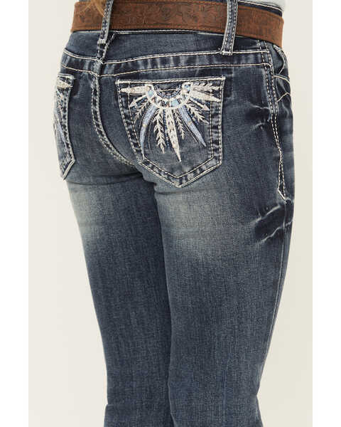 Image #4 - Grace in LA Girls' Medium Wash Burst Pocket Bootcut Jeans , Medium Wash, hi-res