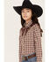 Image #2 - Roper Girls' Plaid Print Long Sleeve Pearl Snap Western Shirt, White, hi-res
