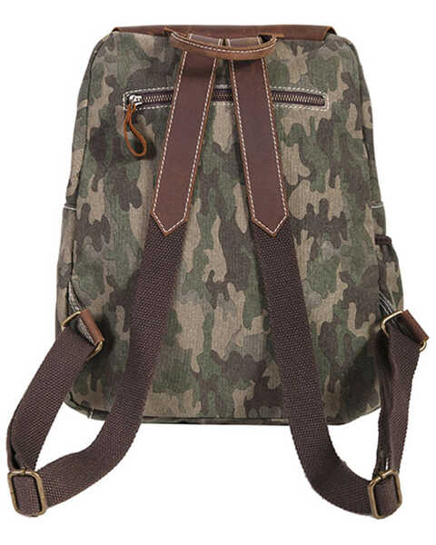 Image #2 - Scully Brown Leather & Camo Backpack, Brown, hi-res