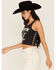 Image #2 - Blended Women's Austin Lace-Up Graphic Tank, Black, hi-res