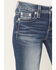 Image #4 - Miss Me Women's Dark Wash Mid Rise Embroidered Pocket 34" Bootcut Stretch Denim Jeans, Dark Wash, hi-res