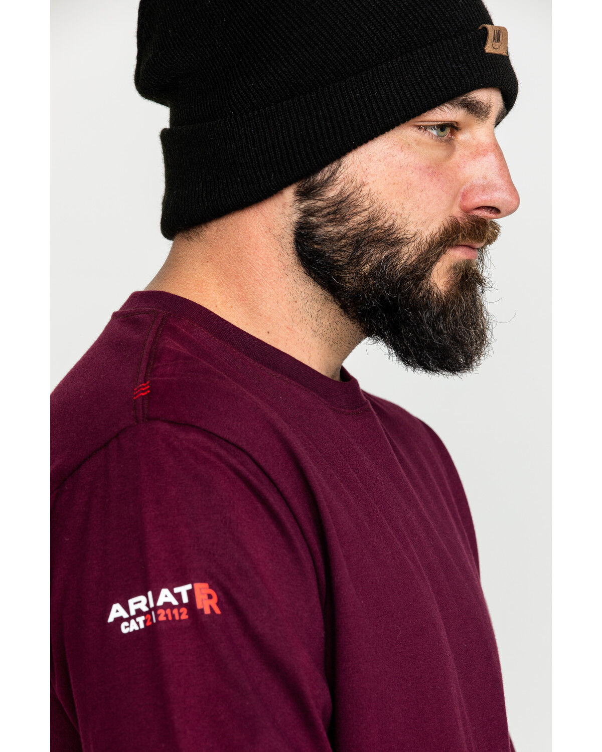 Image #4 - Ariat Men's FR Roughneck Skull Logo Crew Long Sleeve Work T-Shirt, Red, hi-res
