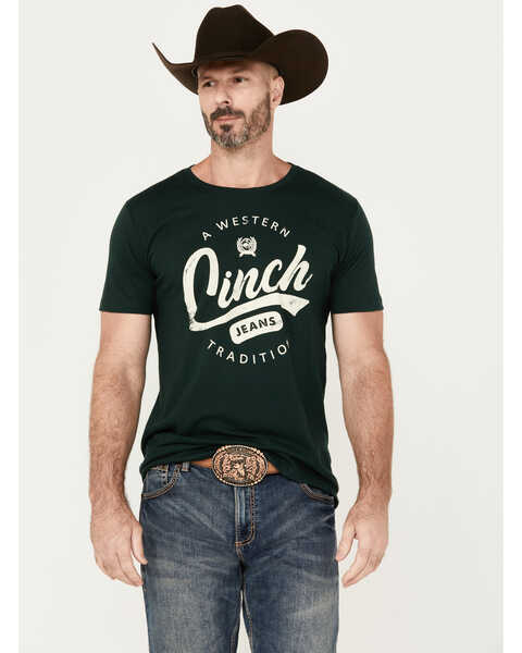 Image #1 - Cinch Men's Western Tradition Short Sleeve Graphic T-Shirt, Dark Green, hi-res