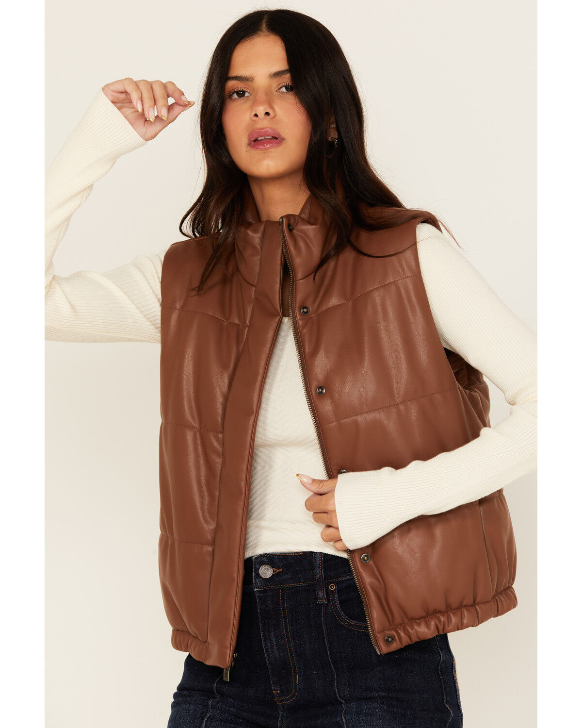 Image #1 - Ariat Women's Puff Vest, Brown, hi-res