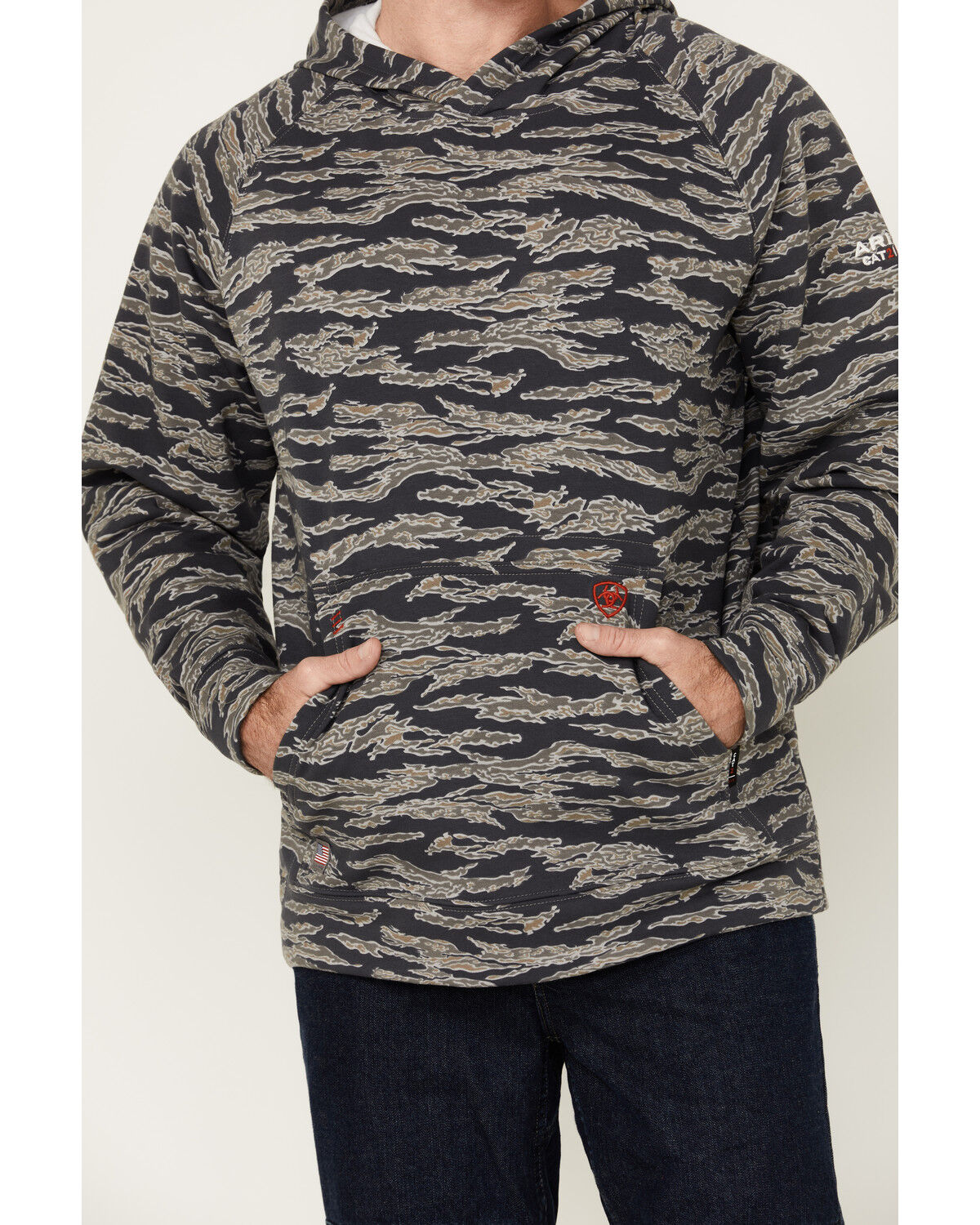 Image #3 - Ariat Men's FR Smoke Hood Sweatshirt, Charcoal, hi-res