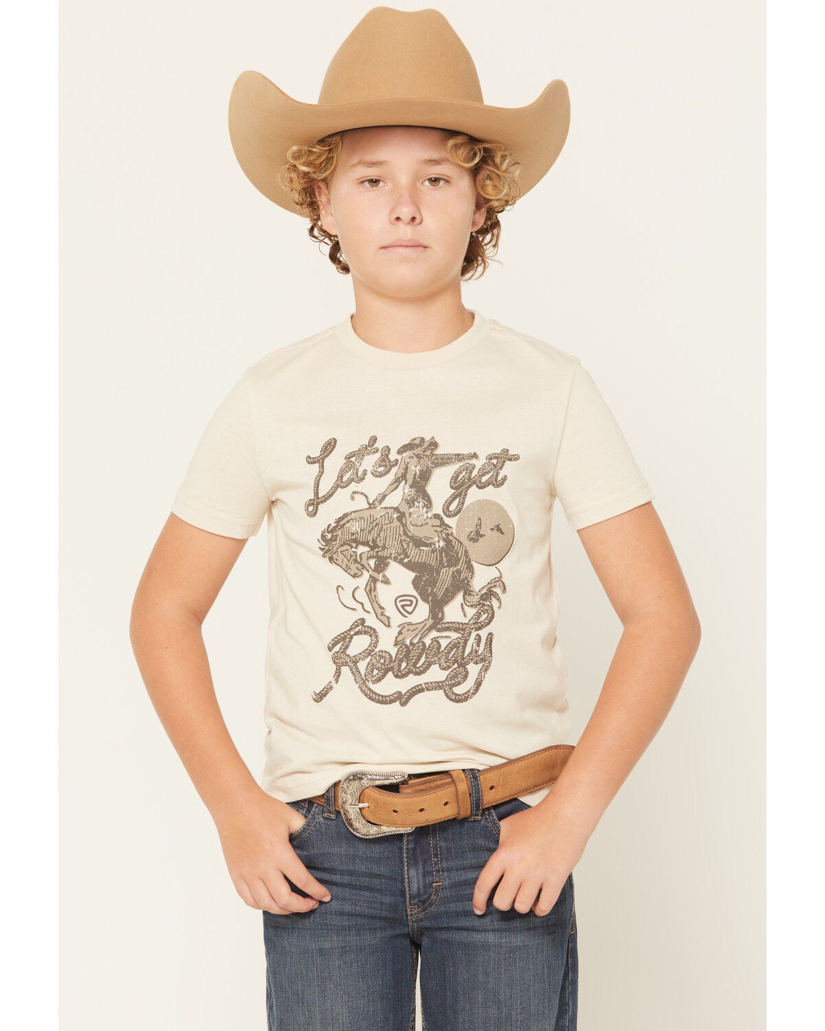 Rock & Roll Denim Boys' Rowdy Short Sleeve Graphic T-Shirt, Natural, hi-res