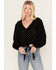 Image #1 - Wrangler Retro Women's Tie Front Poet Sleeve Cropped Blouse, Black, hi-res