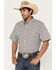 Image #1 - RANK 45® Men's Angus Geo Print Short Sleeve Button-Down Stretch Western Shirt, Aqua, hi-res