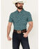 Image #1 - Panhandle Men's Southwestern Print Short Sleeve Snap Western Stretch Western Shirt, Turquoise, hi-res