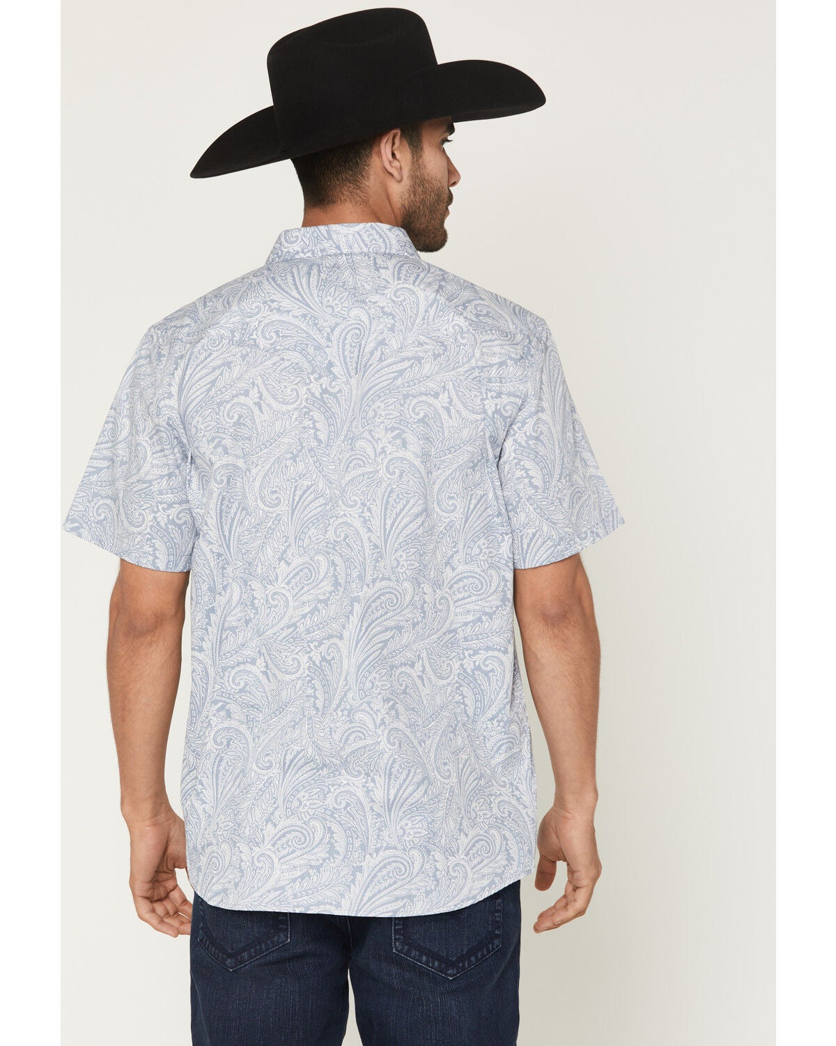 Image #4 - Moonshine Spirit&reg; Men's Smoke Paisley Print Short Sleeve Snap Western Shirt, Grey, hi-res