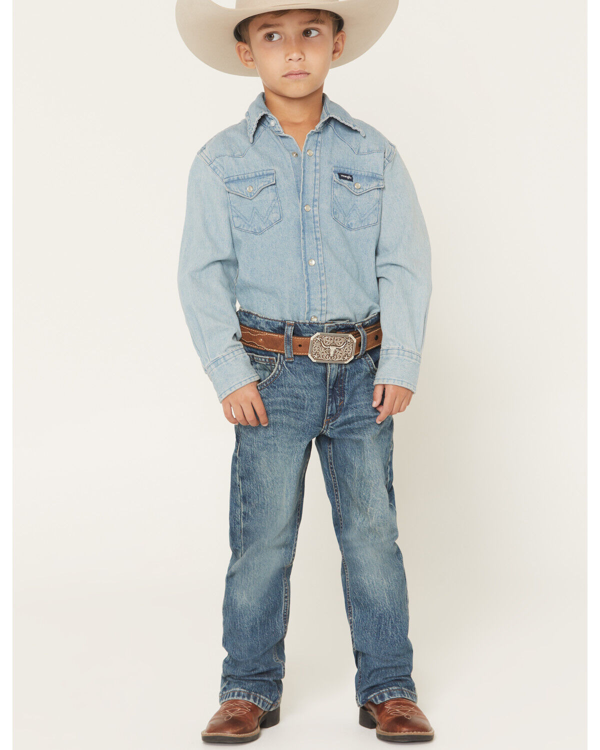 Image #1 - Wrangler 20X Little Boys' Medium Wash Montana Bootcut Stretch Denim Jeans, Medium Wash, hi-res