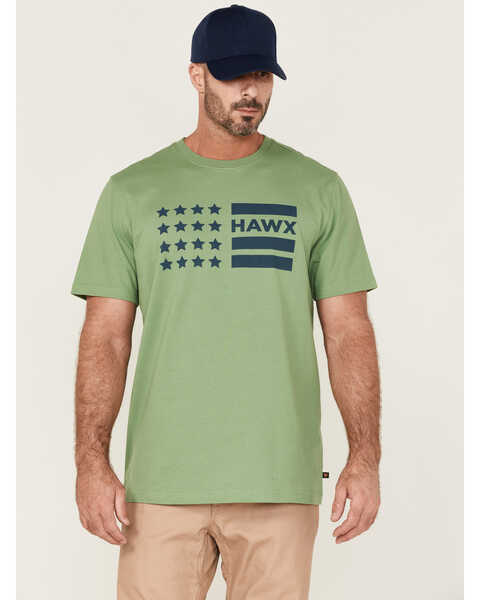 Image #1 - Hawx Men's Loden Logo Flag Graphic Work T-Shirt , Loden, hi-res