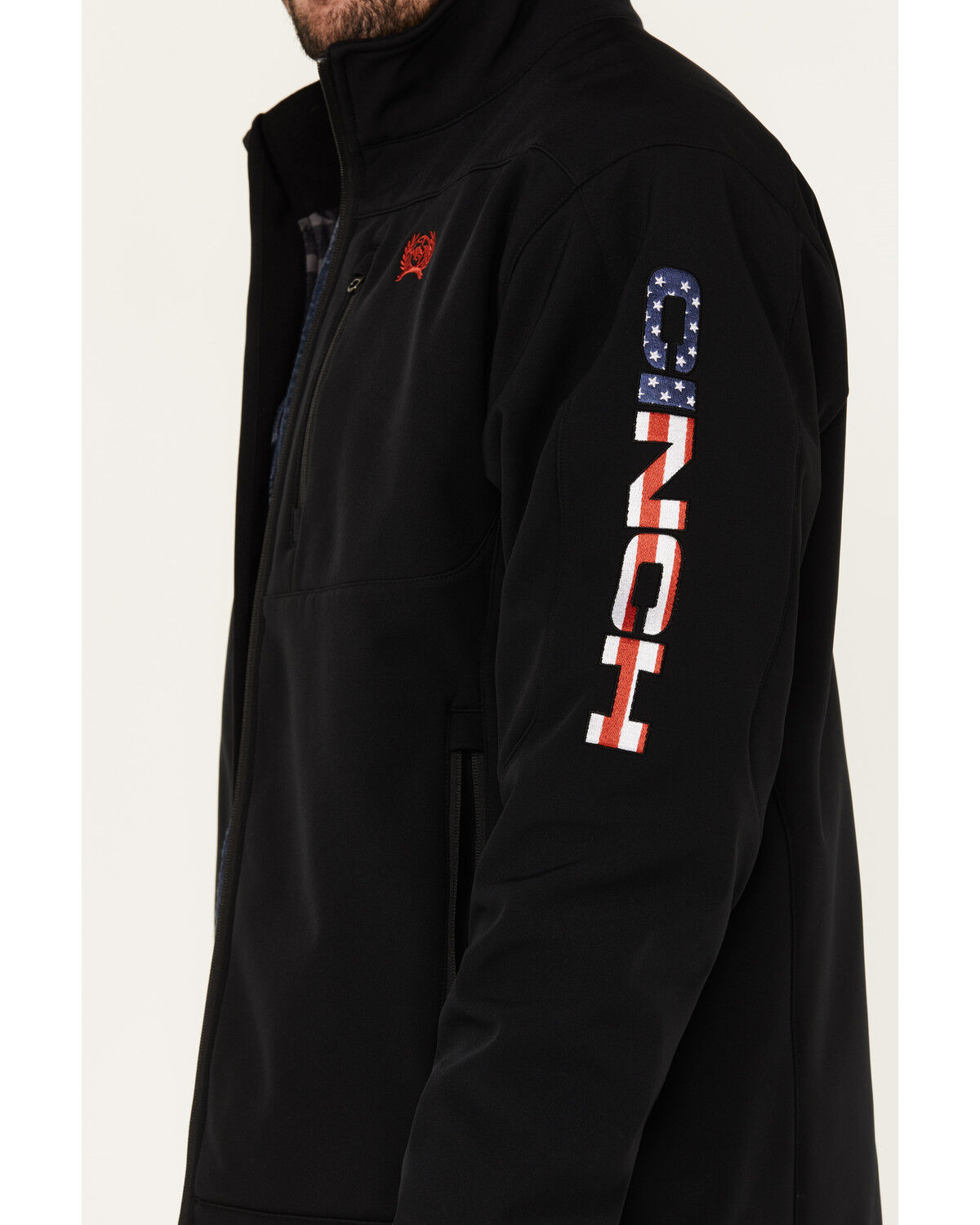 Image #3 - Cinch Men's Solid USA Logo Bonded Softshell Jacket, Black, hi-res