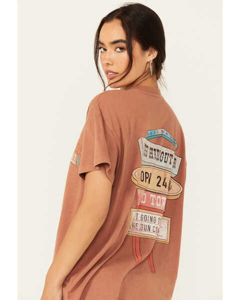 Image #1 - Cleo + Wolf Women's Hideout Bar Oversized Graphic Tee, Coffee, hi-res