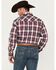 Roper Men's Amarillo Plaid Print Long Sleeve Pearl Snap Western Shirt, Blue, hi-res