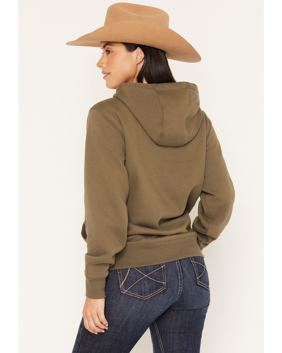 Image #4 - Ariat Women's Boot Barn Exclusive Lace Logo Hoodie, Olive, hi-res