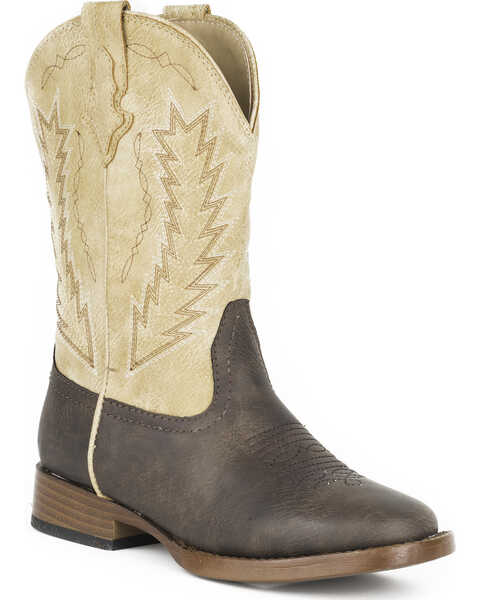 Roper Boys' Billy Arrowhead Western Boots - Square Toe, Brown, hi-res