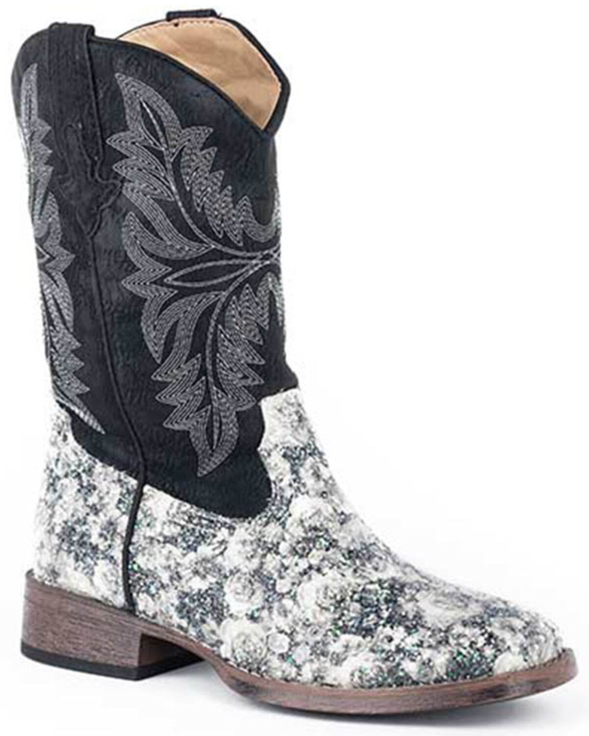 Image #1 - Roper Little Girls' Claire Western Boots - Broad Square Toe, Black, hi-res