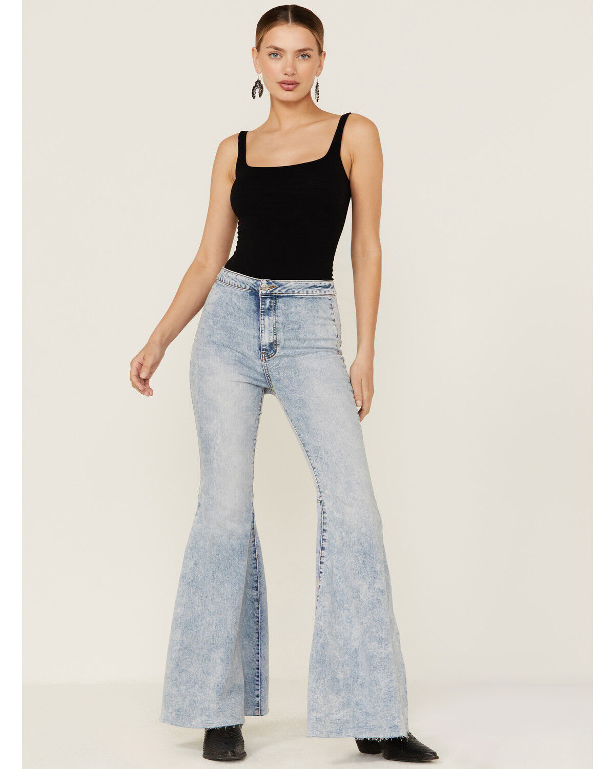 Image #1 - Free People Women's Float On Indigo Marble Flare Jeans, , hi-res