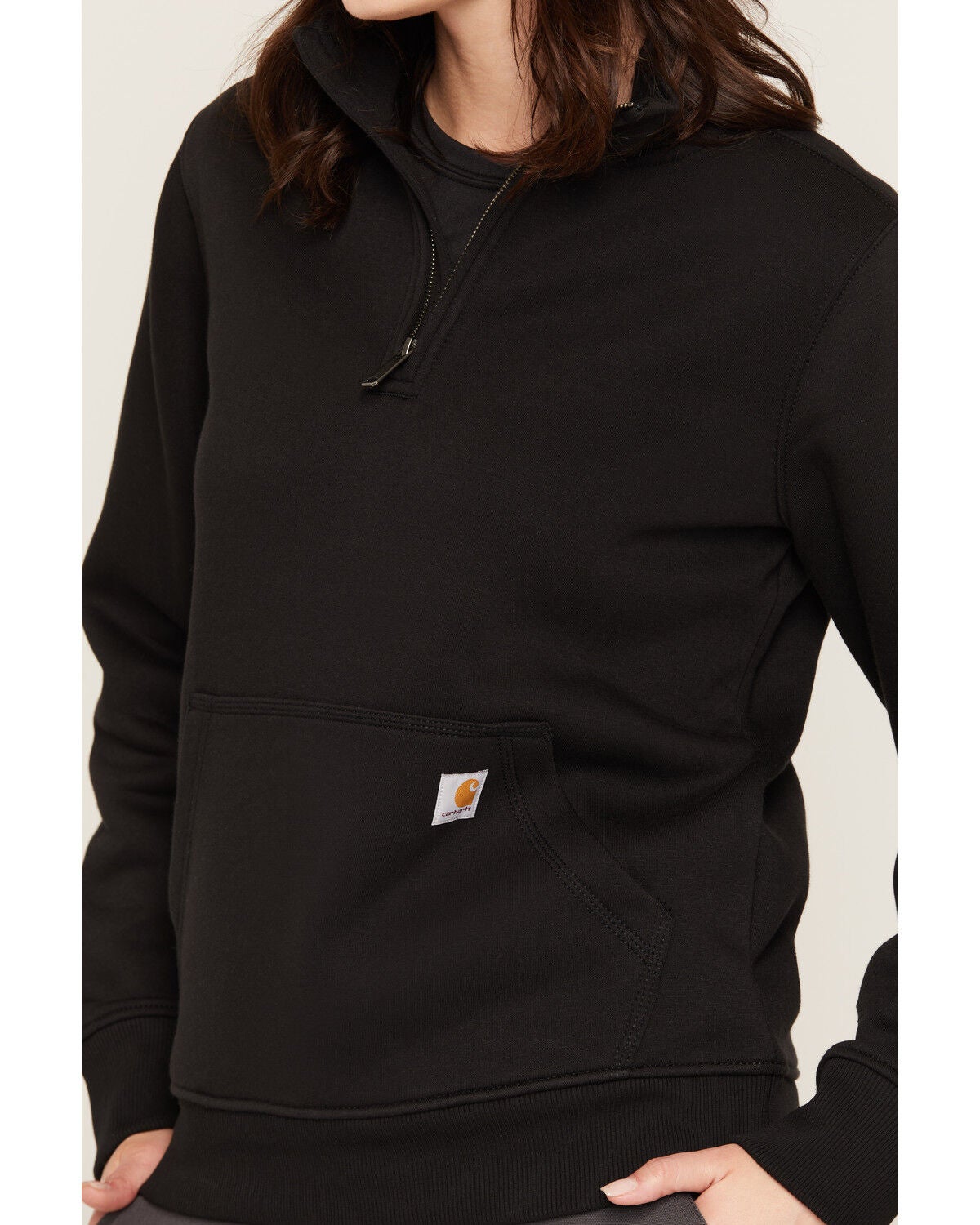 Image #3 - Carhartt Women's Clarksburg 1/4 Zip Pullover Sweatshirt, Black, hi-res
