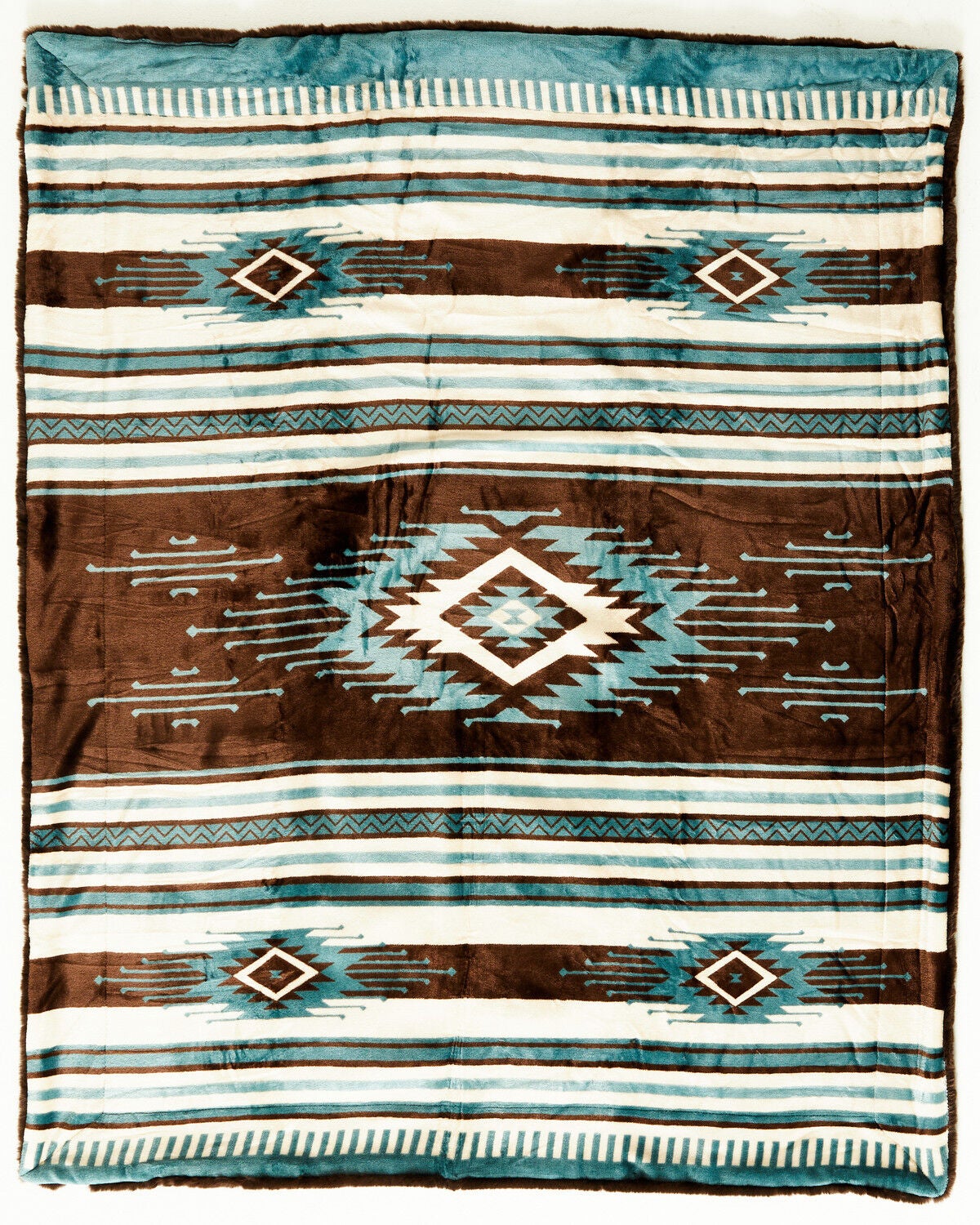 Image #2 - Boot Barn Southwestern Print Faux Fur Blanket, Turquoise, hi-res