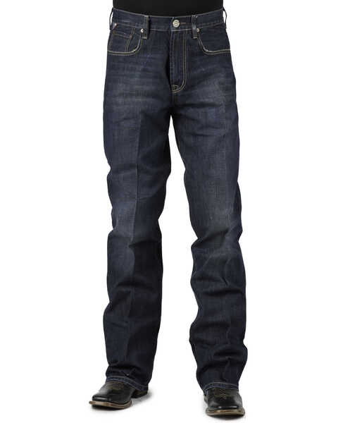 Stetson Men's 1312 Relaxed Fit Bootcut Jeans with Flag Detail - Big & Tall, Denim, hi-res