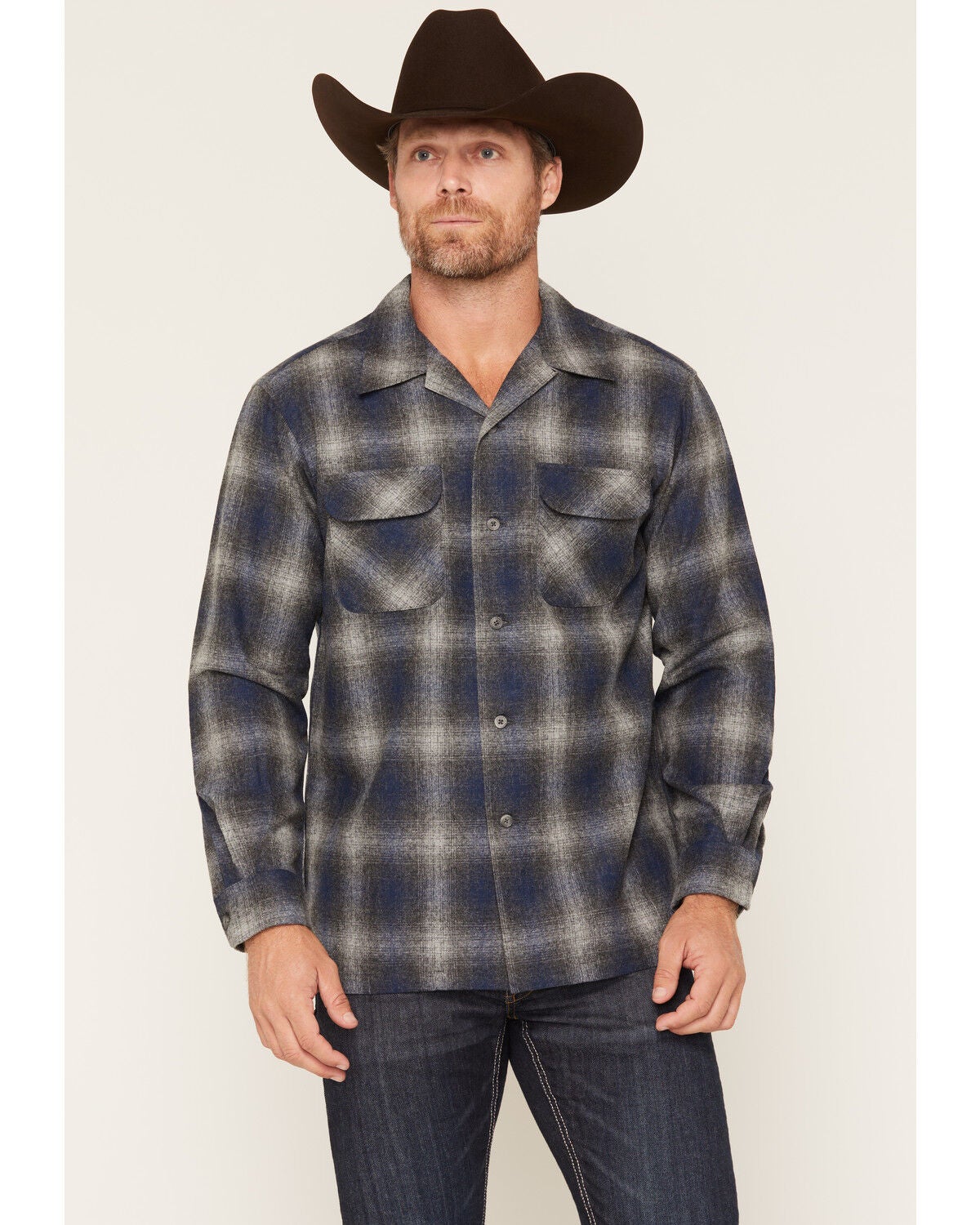 Pendleton Men's Board Ombre Plaid Print Long Sleeve Button-Down Shirt ...