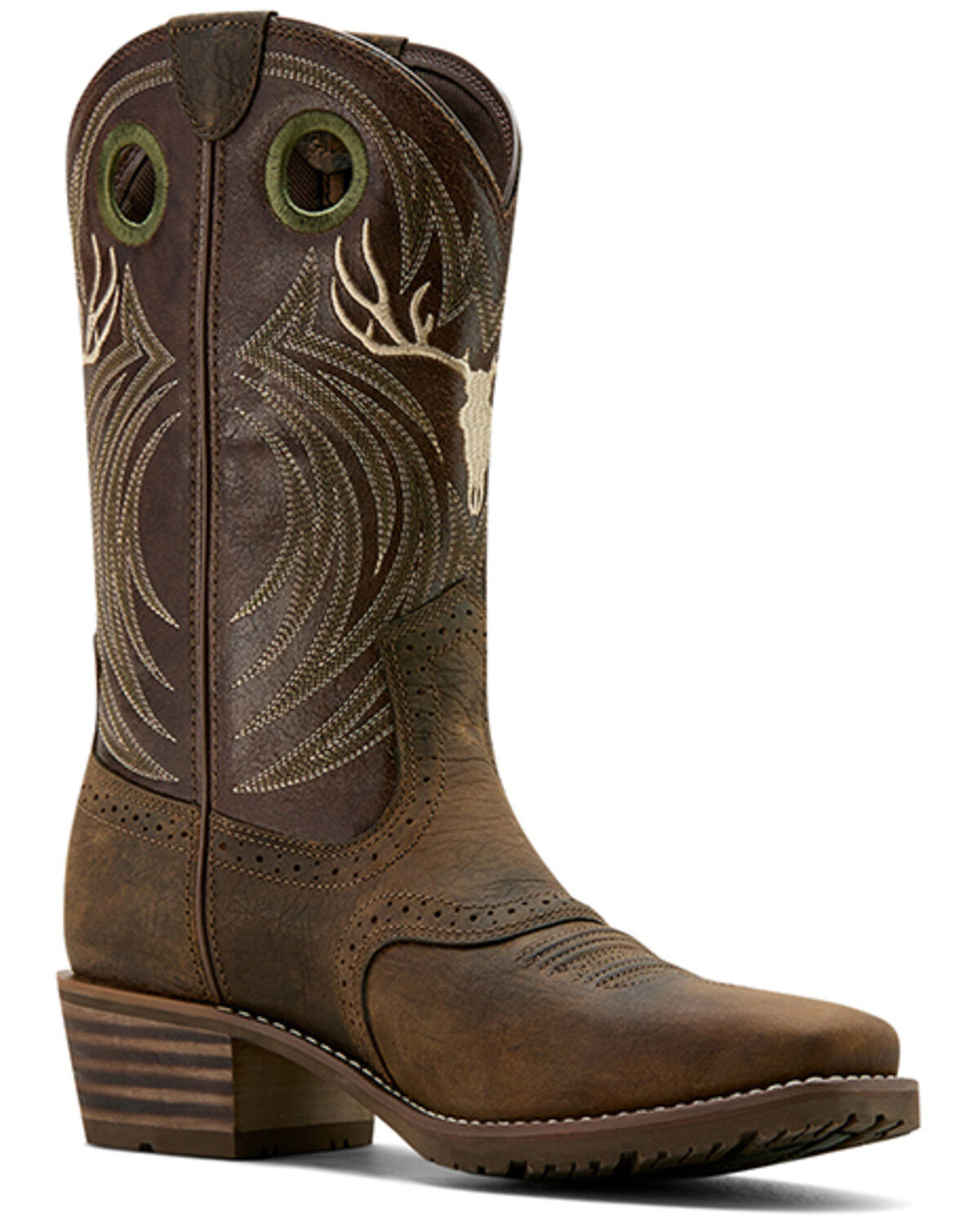 Image #1 - Ariat Men's Hybrid Roughstock Antler Western Boots - Square Toe, Taupe, hi-res