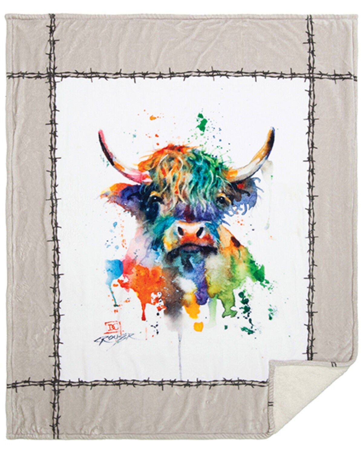 Image #1 - Carstens Home HIghland Cow Plush Sherpa Blanket, Multi, hi-res