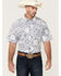 Image #1 - Cowboy Hardware Men's Boot Barn Exclusive Bandana Print Short Sleeve Snap Western Shirt, Navy, hi-res