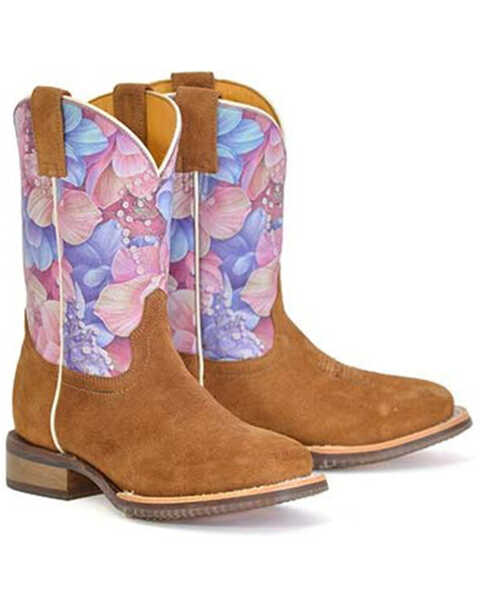 Tin Haul Girls' Flowerlicious Western Boots - Broad Square Toe, Multi, hi-res