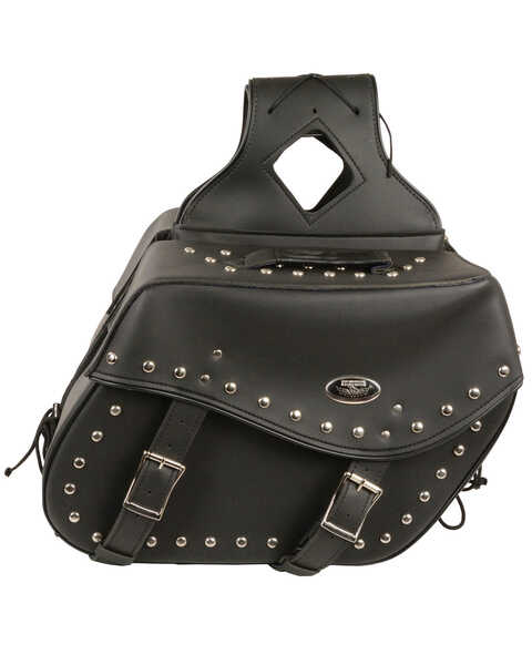 Image #2 - Milwaukee Leather Large Zip-Off Studded Throw Over Saddle Bag, Black, hi-res