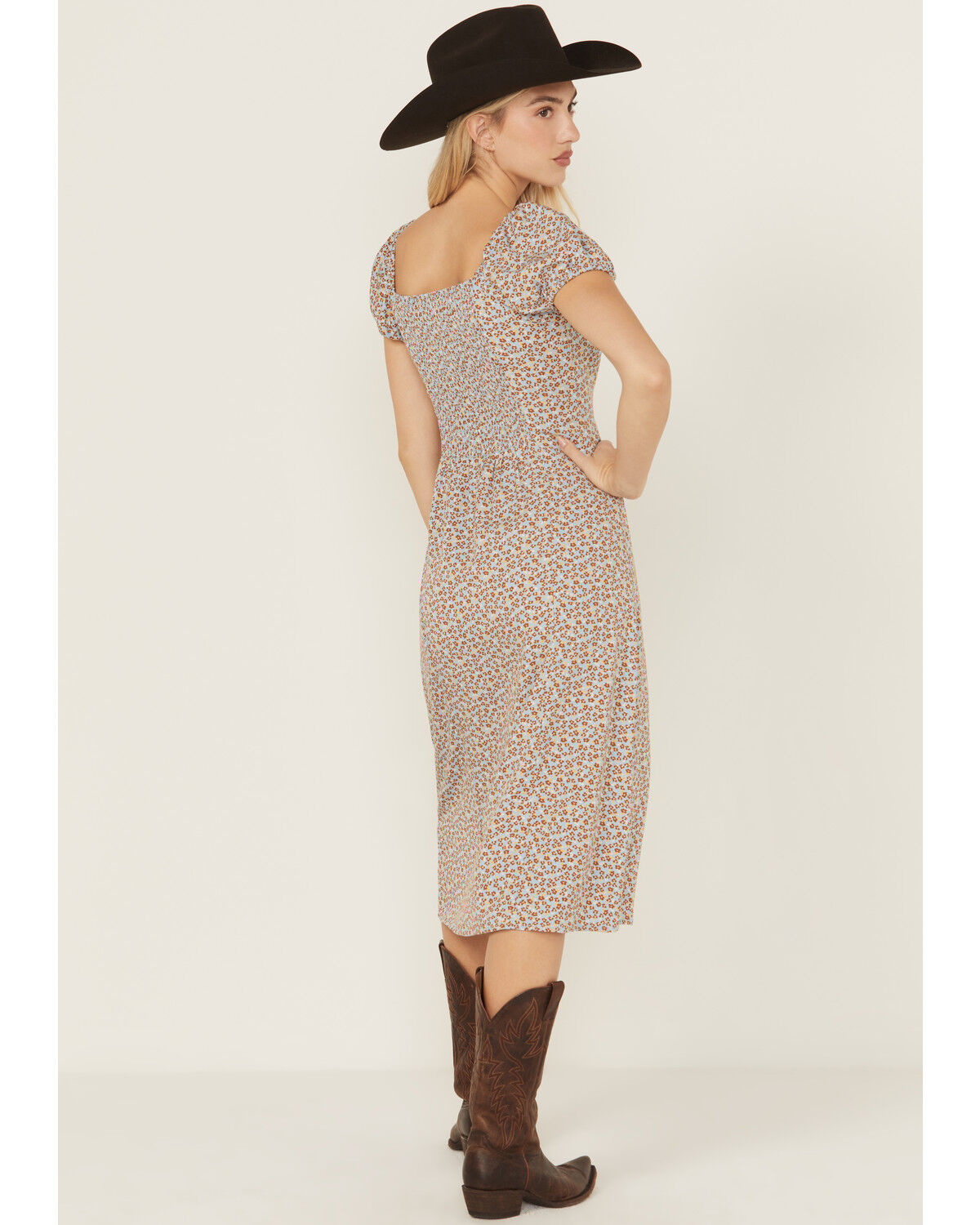 Image #4 - Idyllwind Women's Beth Ditsy Print Puff Sleeve Midi Dress, Caramel, hi-res