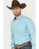 Image #2 - Stetson Men's Diamond Geo Print Long Sleeve Pearl Snap Western Shirt, Turquoise, hi-res
