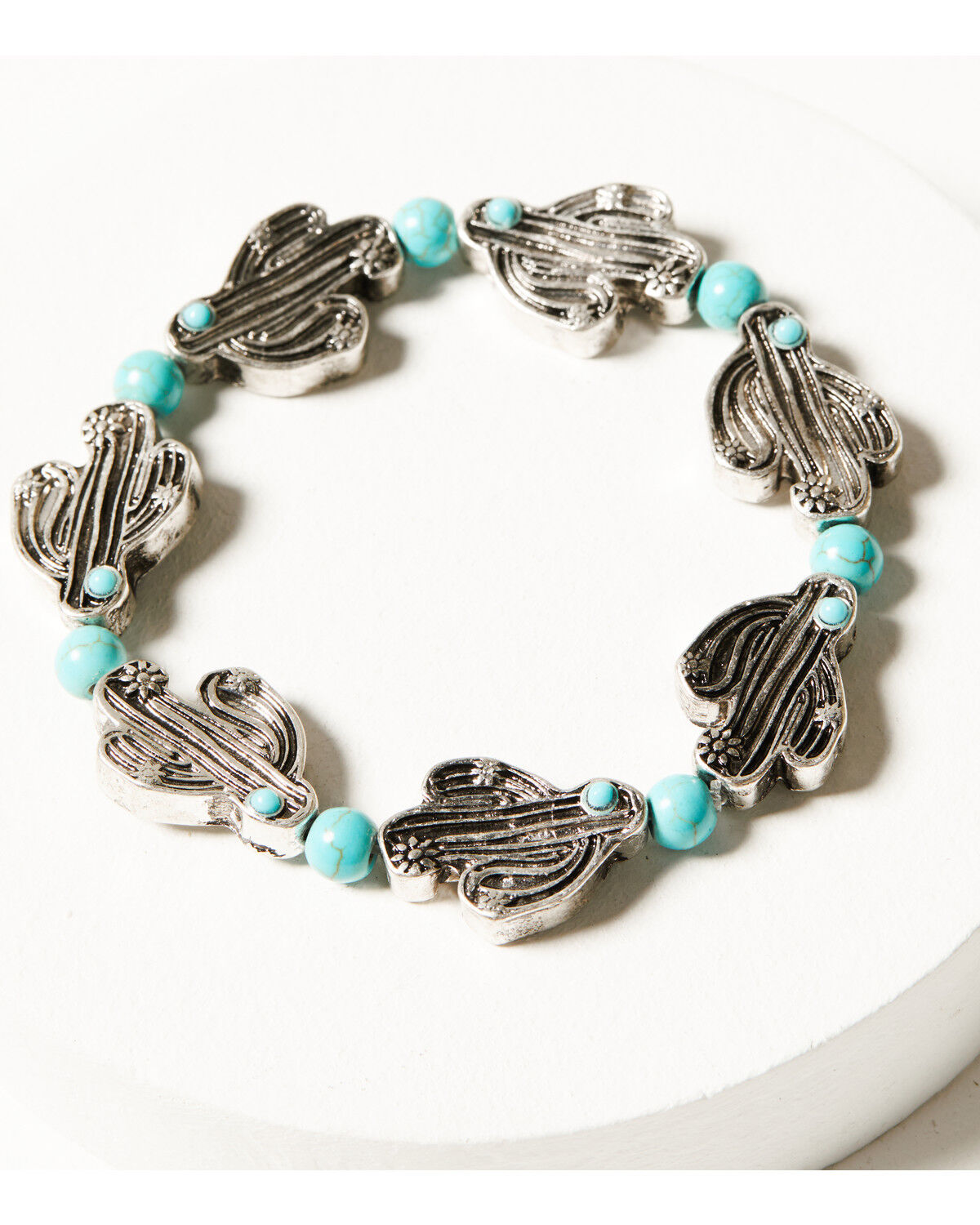 Image #2 - Shyanne Women's Cactus Turquoise Beaded Bracelets - 3-set, Silver, hi-res
