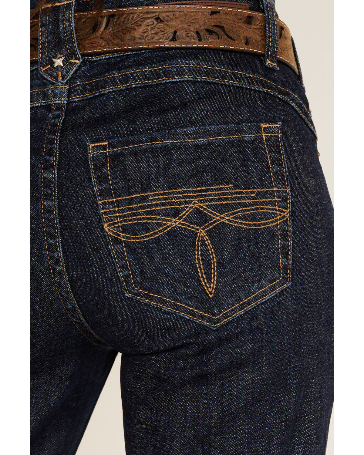 Image #4 - Rock & Roll Denim Women's Dark Wash Mid Rise Trouser Stretch Denim Jeans, Dark Wash, hi-res