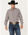 Image #1 - Cinch Men's Small Plaid Print Long Sleeve Button Down Western Shirt , Burgundy, hi-res