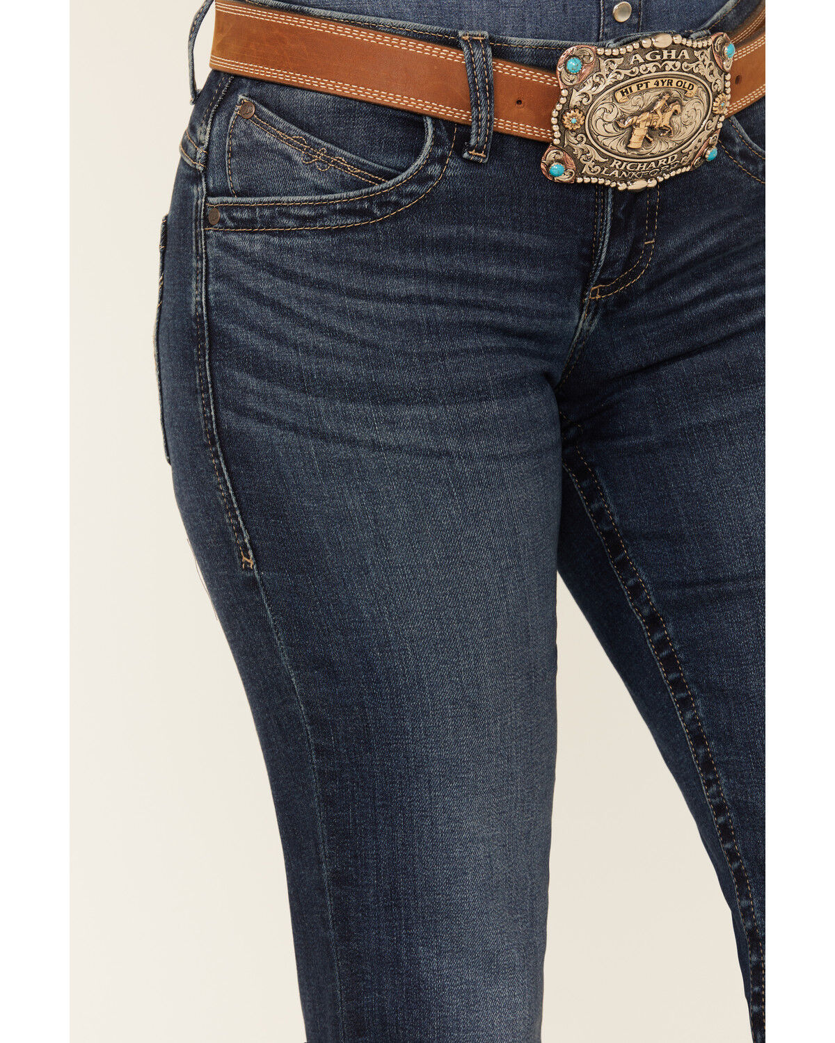 Image #2 - Wrangler Women's Jade Dark Wash Mid Rise Relaxed Bootcut Ultimate Riding Jeans, Dark Wash, hi-res