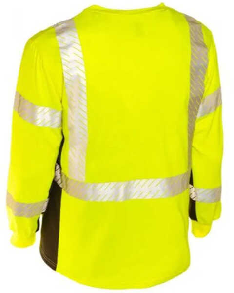 Image #2 - Kishigo Men's FR Hi-Vis Long Sleeve Work Pocket T-Shirt, Bright Green, hi-res