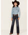 Image #1 - Ariat Girls' Estrella Trouser Wide Jeans, Blue, hi-res