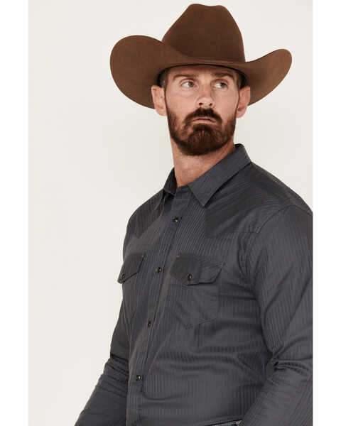 Image #2 - Gibson Trading Co Men's Southside Satin Stripe Snap Western Shirt , Dark Grey, hi-res