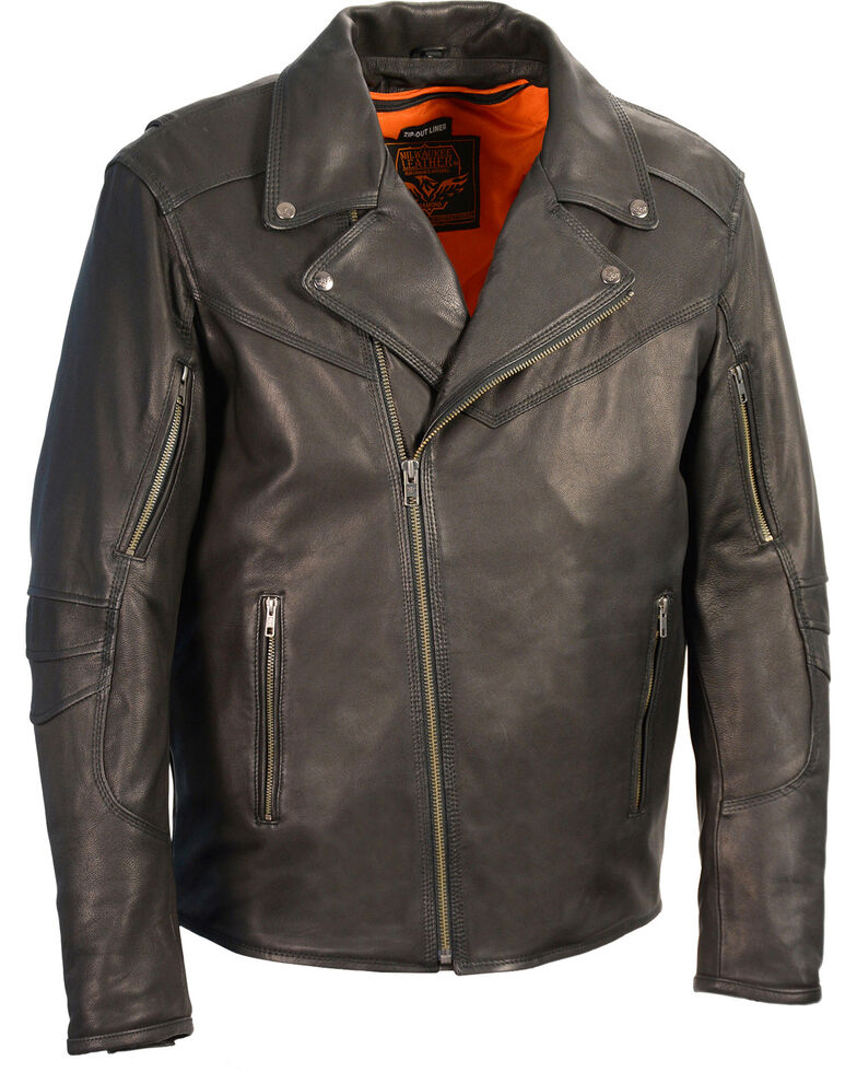 Milwaukee Leather Men's Black Lightweight Extra Long Biker Jacket - Big 4X , Black, hi-res