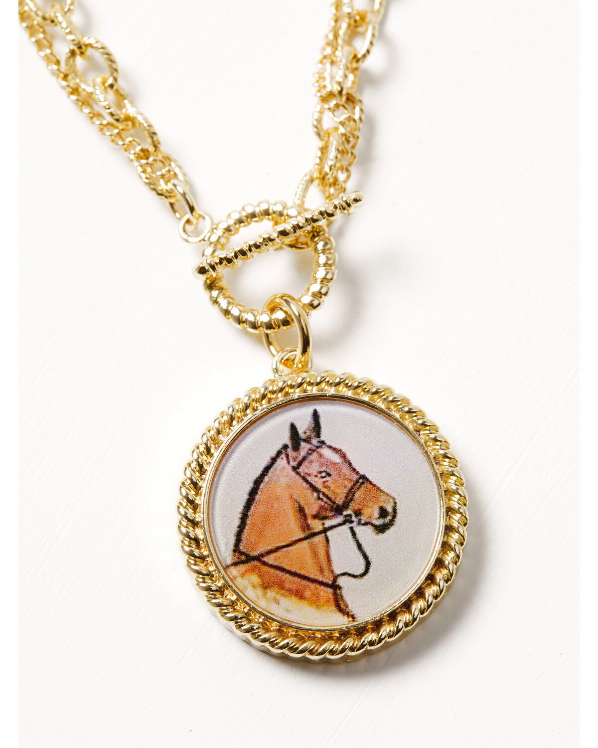 Image #2 - Shyanne Women's Western Muse Horse Cameo Necklace, Gold, hi-res